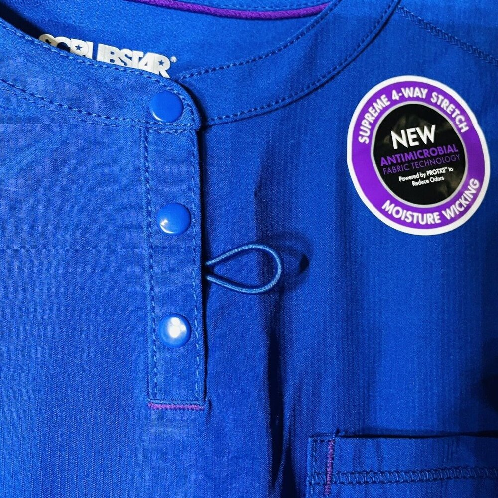 Womens XL Royal Blue Scrub Top Supreme V Neck Scrubstar  Electric Blue